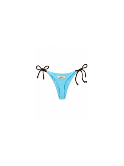Bikini Giolen azzurro con laccetti marroni