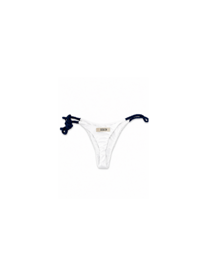 Bikini Giolen bianco con laccetti blu navy