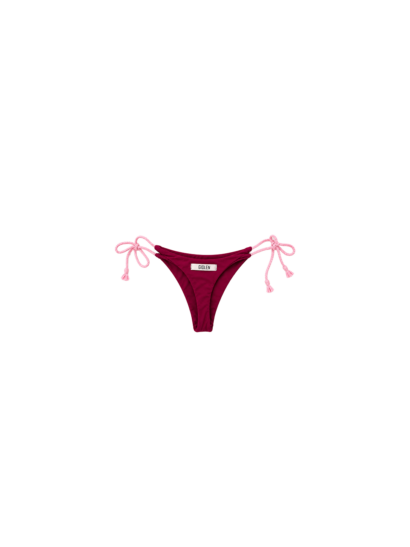 Bikini Giolen bordeaux con laccetti rosa