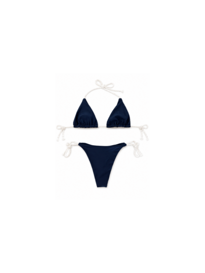 Bikini Giolen blu navy con laccetti bianchi