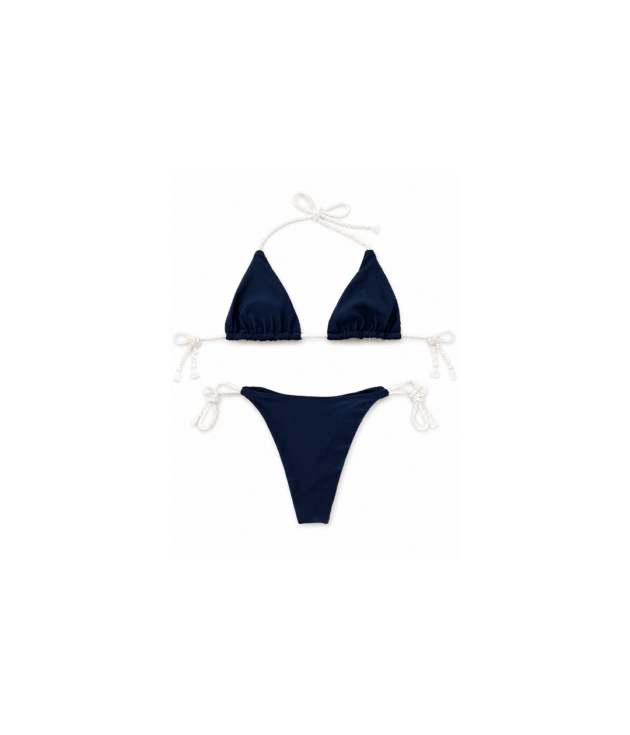 Bikini Giolen blu navy con laccetti bianchi