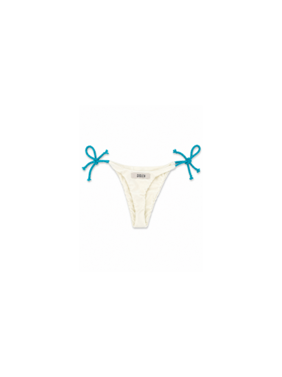 Bikini Giolen panna con laccetti turchesi