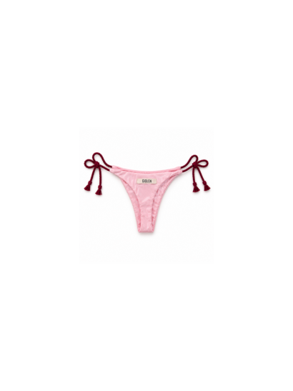 Bikini Giolen rosa con laccetti bordeaux