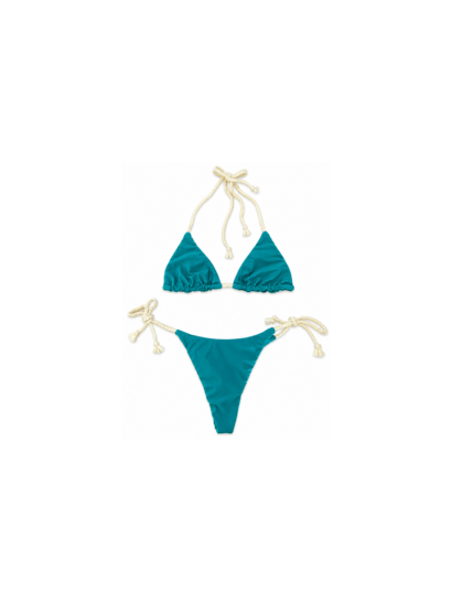 Bikini Giolen verde acqua con laccetti panna
