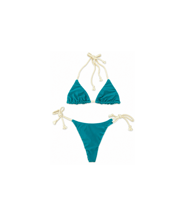 Bikini Giolen verde acqua con laccetti panna